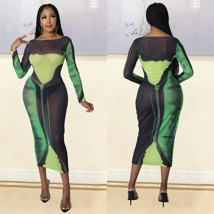 Dame Stilet Langærmet Bodycon Kjole Stilla
