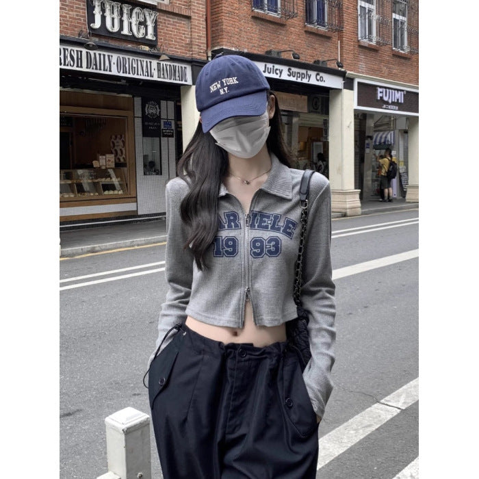 Kvindernes fashionable og sporty cropped shirt med lynlås Stilla