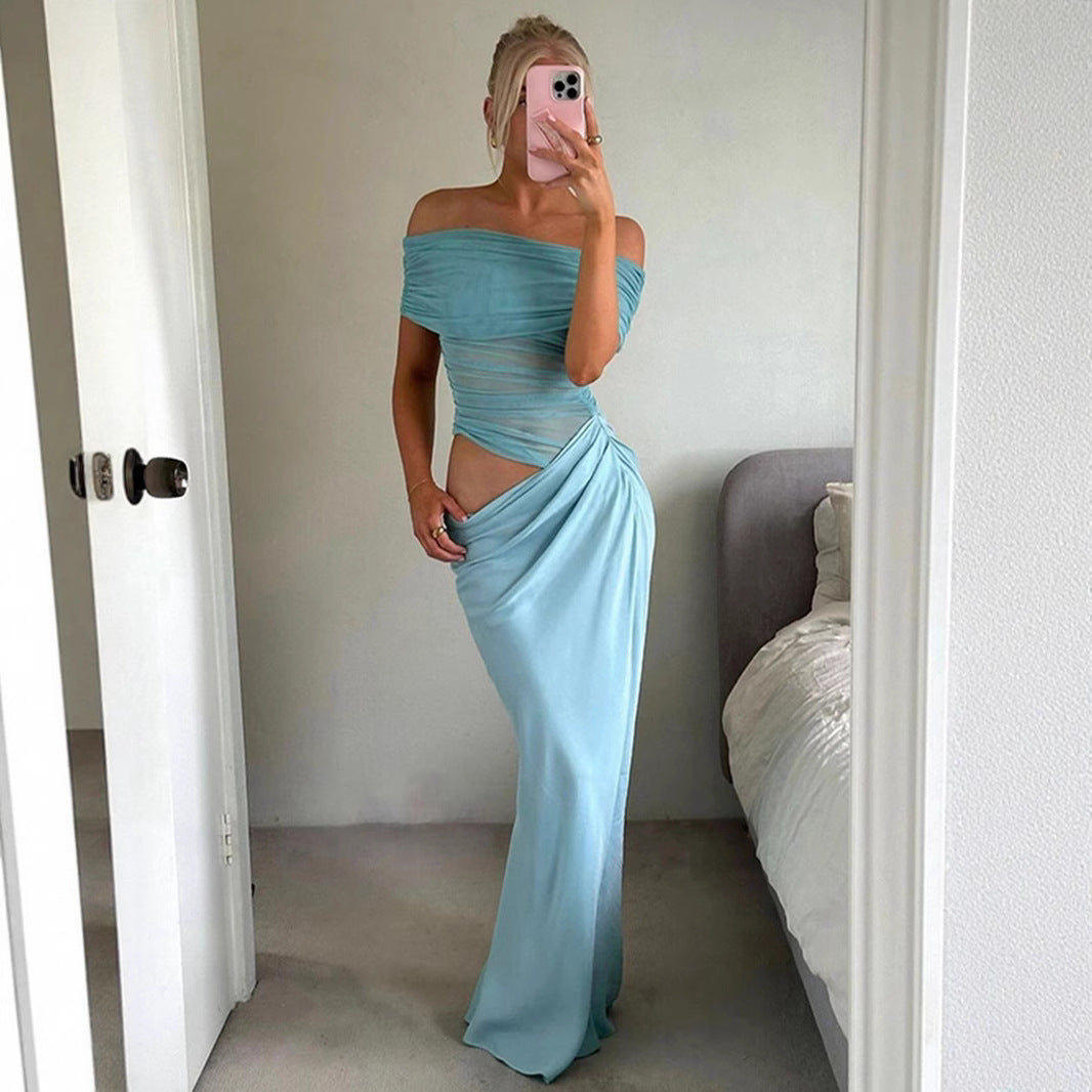 Dame Elegant Wrap Kjole med Off-Shoulder Design og Draperingseffekt Skovae