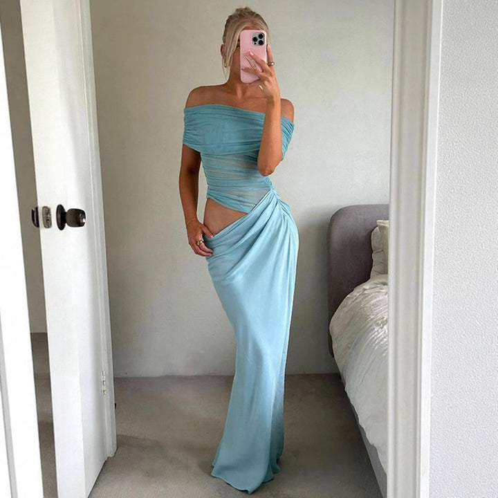 Dame Elegant Wrap Kjole med Off-Shoulder Design og Draperingseffekt Skovae
