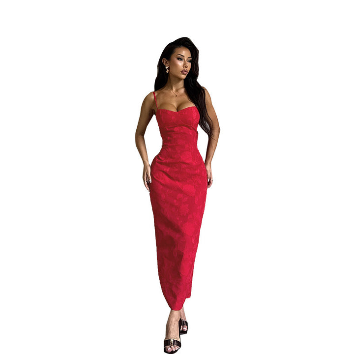 Dame elastisk blomster-bustier-maxikjole Skovae