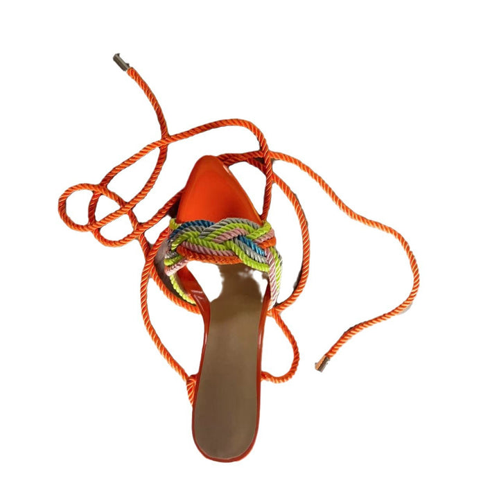 Dame High Fashion Slouchy Slide Sandaler med flettet reb-detalje Stilla