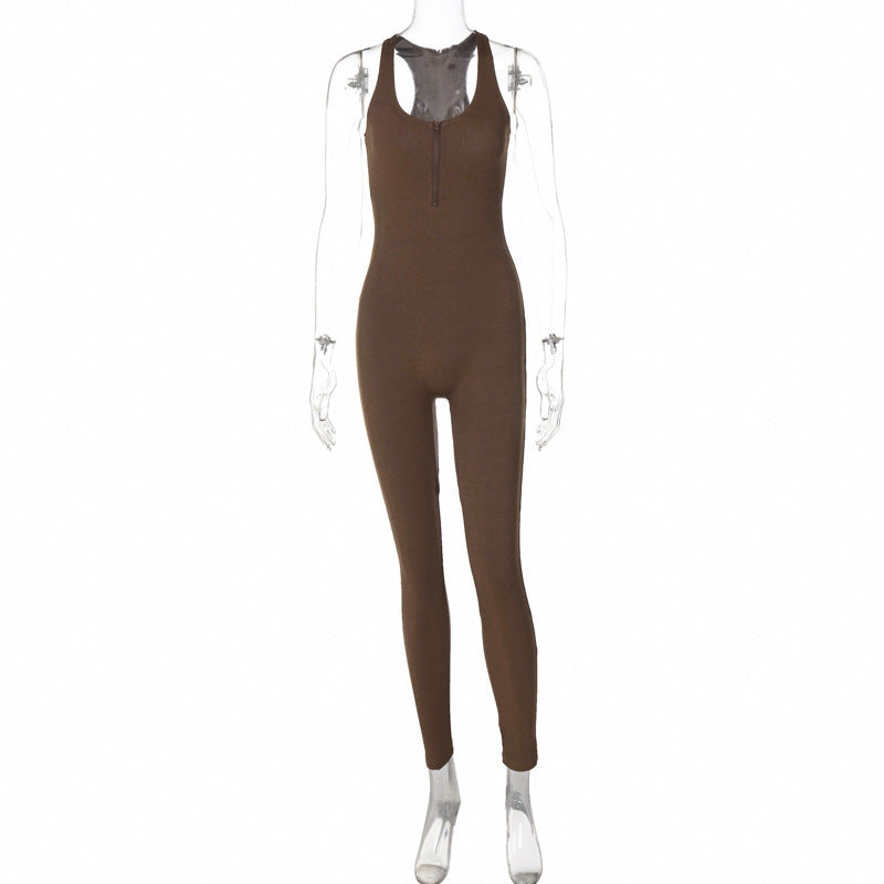 Dame Sporty jumpsuit med smart lynlås og fleksibel pasform Stilla