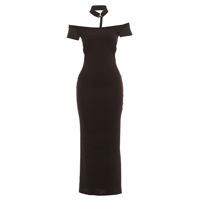 Dame Off-Shoulder Maxikjole med elegant Choker Skovae