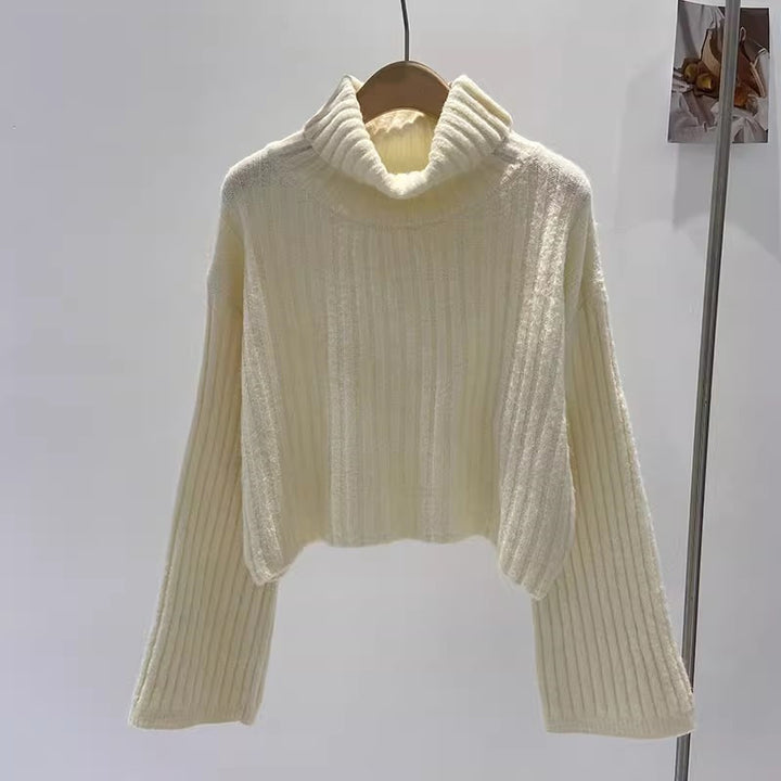 Kvinders hyggelige polokrave sweater med tekstureret strikkemønster Stilla