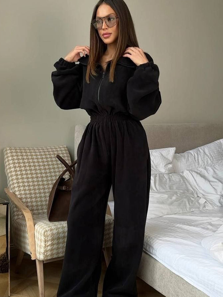 Damer behagelig og stilfuld fleece-jumpsuit Stilla