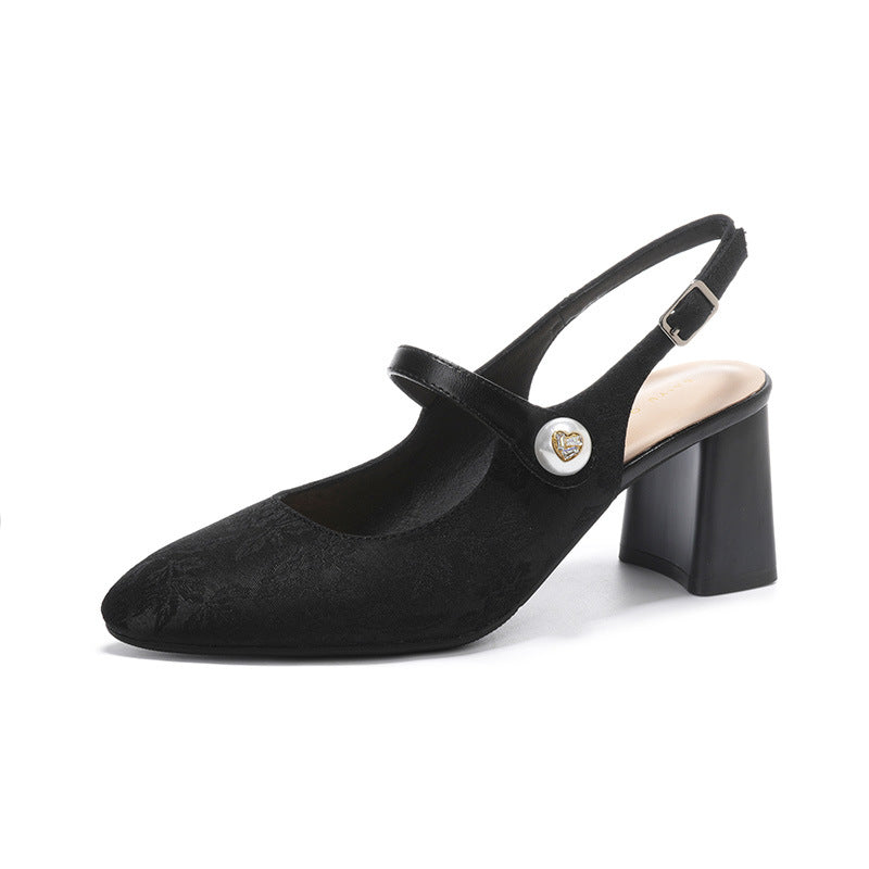 Dame Floral Udsmykkede Slingback Hæle Stilla