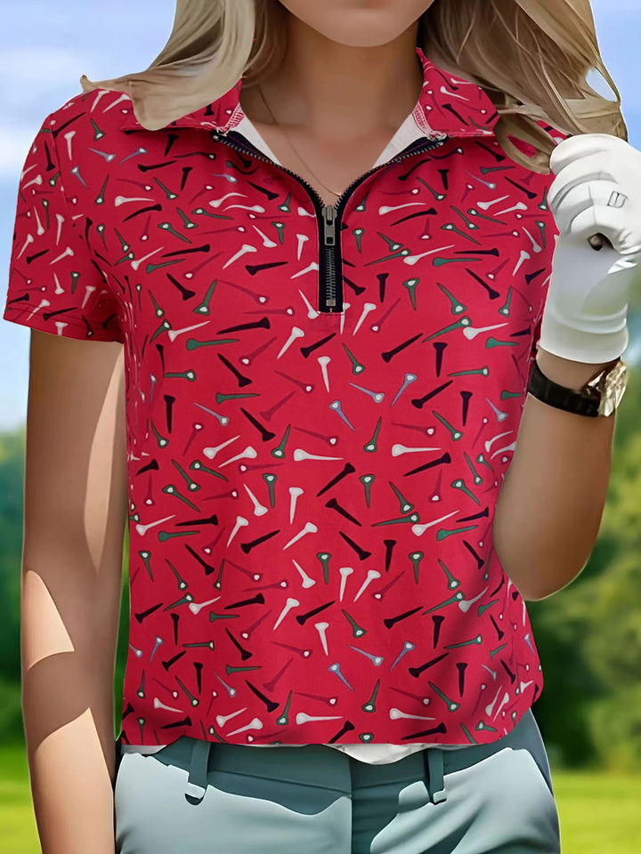 Dame golfpoloshirt med lynlås Stilla