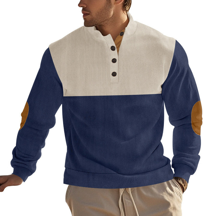 Herrer moderigtig fleece-pullover med struktureret design og praktiske knapper Stilla