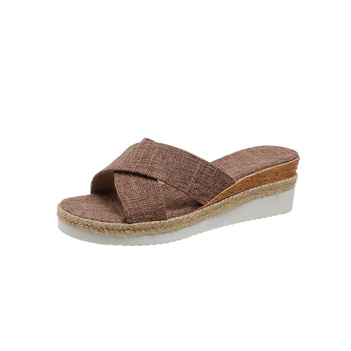 Dame platform-sandaler med flettet fodseng Stilla
