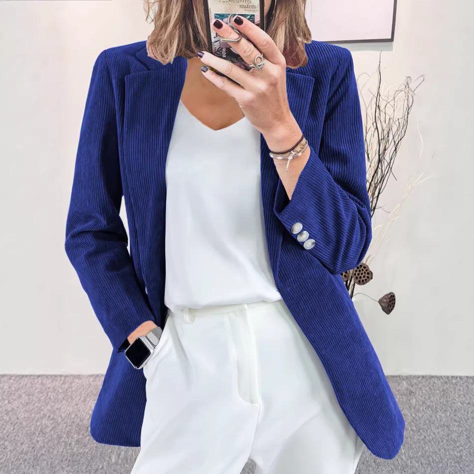 Damer fashionable stribet blazer med slim fit Stilla