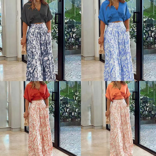 Dame Elegant og luftig sommeroverdel med bredtskaernede ærmer og vintage-print Stilla