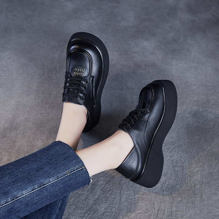 Dame Chunky Platform Oxford Sko med strukturerede detaljer Stilla