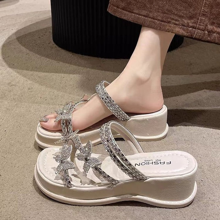 Damer platform-sandaler med funklende strass-detaljer og komfortabel sål Stilla