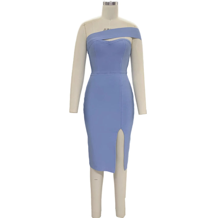 Dame Elegant Midikjole med asymmetrisk snit og slids Stilla