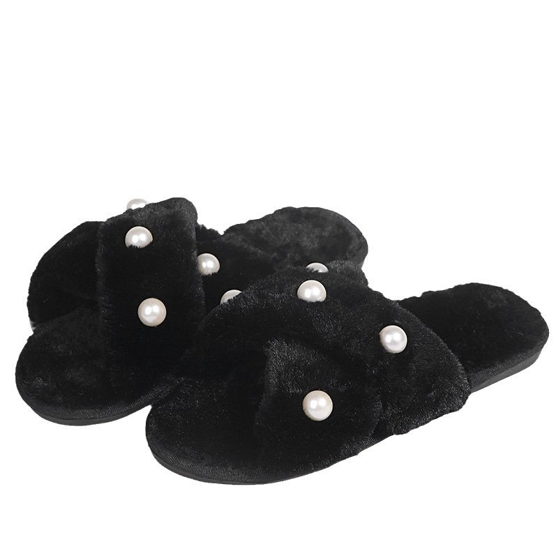 Dame bløde slippers med perleapplikation Stilla
