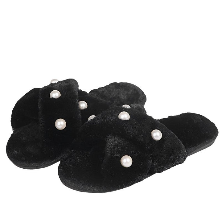 Dame bløde slippers med perleapplikation Stilla