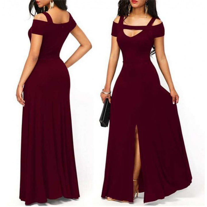 Kvinders maxikjole med off-shoulder design og elegant slids Stilla