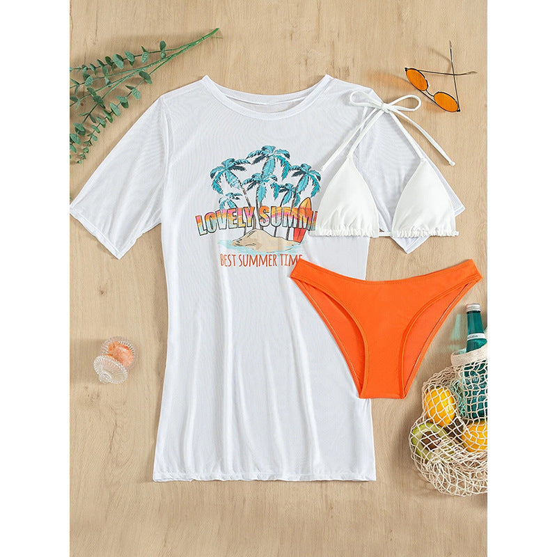 Dame Surf-Style T-shirt med lange ærmer og moderne print Stilla