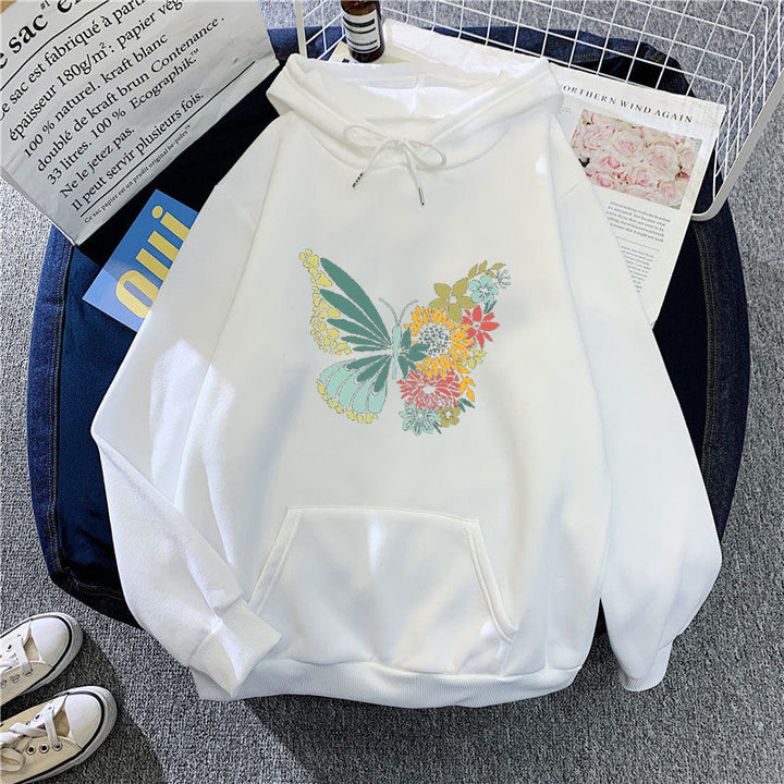 Kvinder hoodie med floral sommerfugl design Skovae