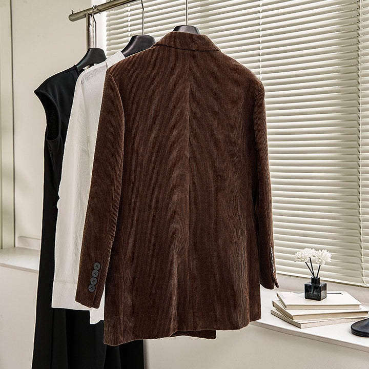 Damer elegant kordblazer med dobbelt knap række og klassisk snit Stilla