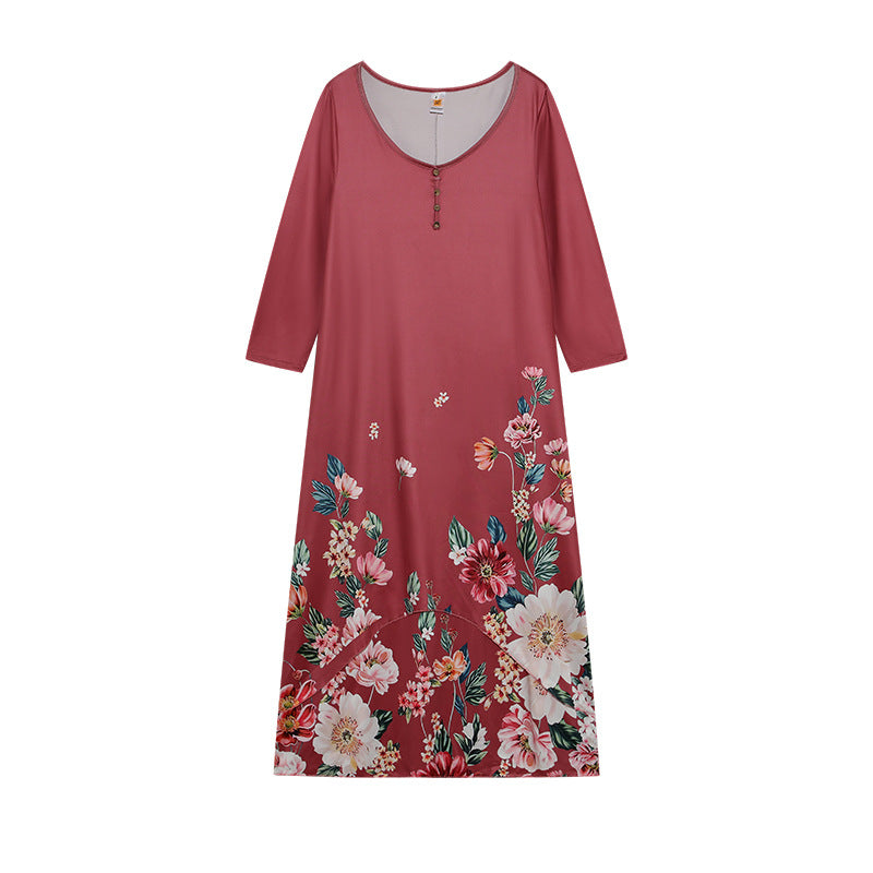Dame Langærmet Floral Print Maxi Kjole Stilla