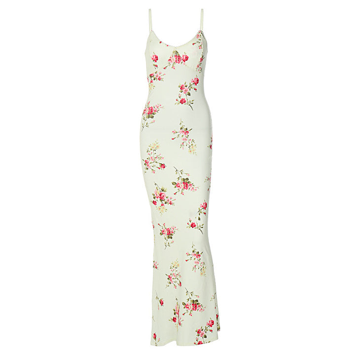 Dame Elegante Maxikjole med florale accenter og smalle stropper Stilla