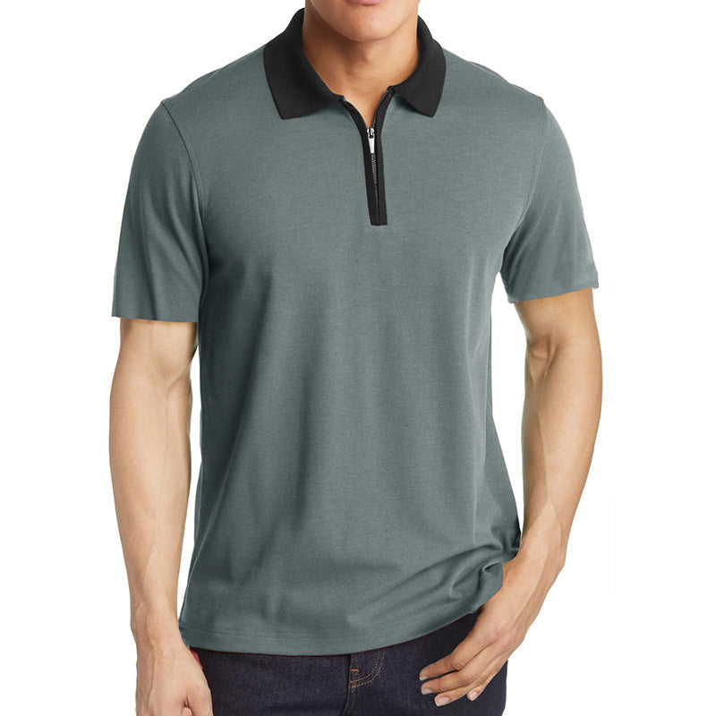 Herrer Kortærmet Poloshirt med Lynlås og Kontrastkrave Stilla