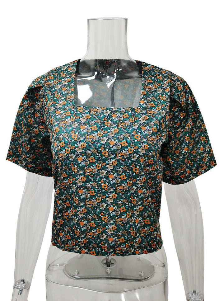 Dame Crop-Top med blomsterdesign og lige pasform Stilla