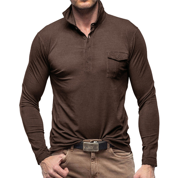 Herre Langærmet Henley Polo med moderne ståkrave Stilla