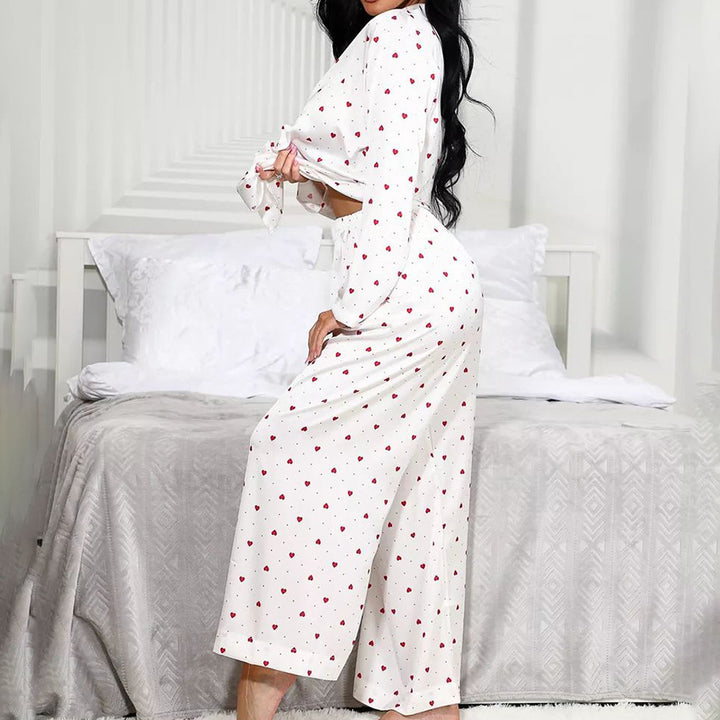 Dame pyjamasæt med dekorativt prikkedesign og komfortabel pasform Stilla