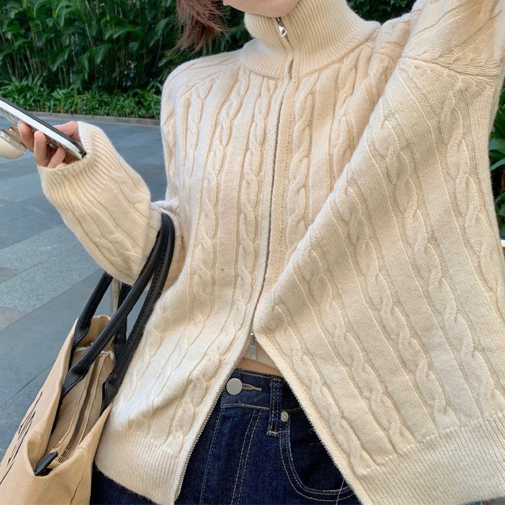Femme Kabelstrik Zip-Up Cardigan Stilla