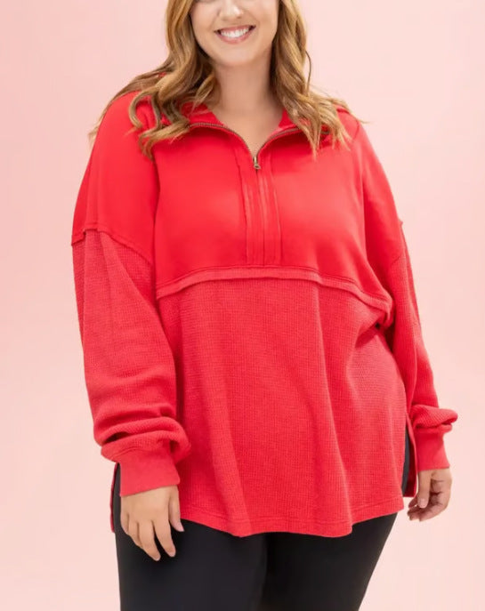 Kvinders casual pullover med lynlås og løst fit Stilla