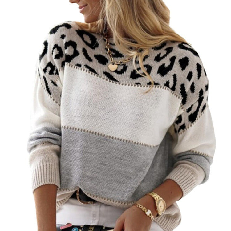 Dame Moderne Sweatshirt med iøjnefaldende farveaccentuer og leopardprint Stilla