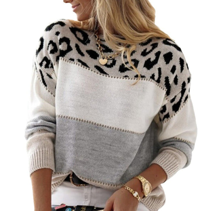 Dame Moderne Sweatshirt med iøjnefaldende farveaccentuer og leopardprint Stilla