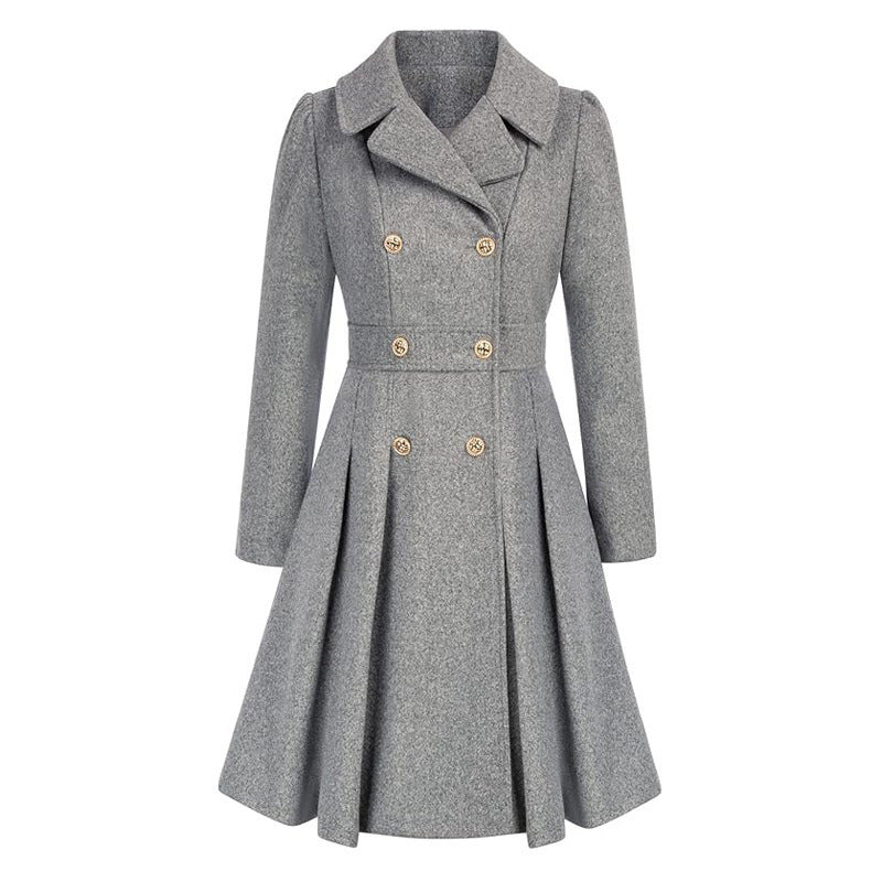 Dame skræddersyet trenchcoat med dobbelt knap række og folder Stilla