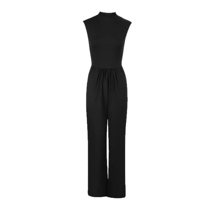 Dame Elegant jumpsuit med høj krave og bred ben Skovae