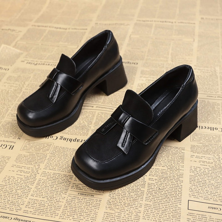 Dame Chunky Heel Mary Jane Mules med Sløjfe-Detail Stilla