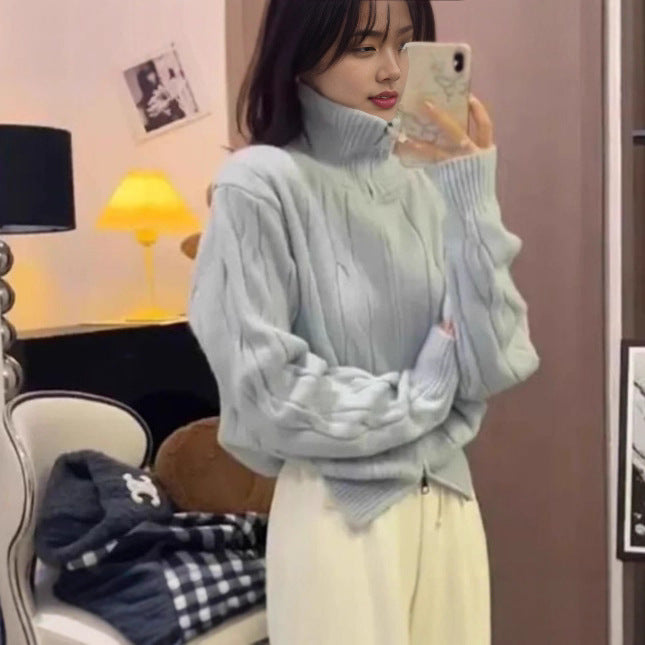 Dame Fashionable Chunky Strik Sweater med Høj Krave Stilla