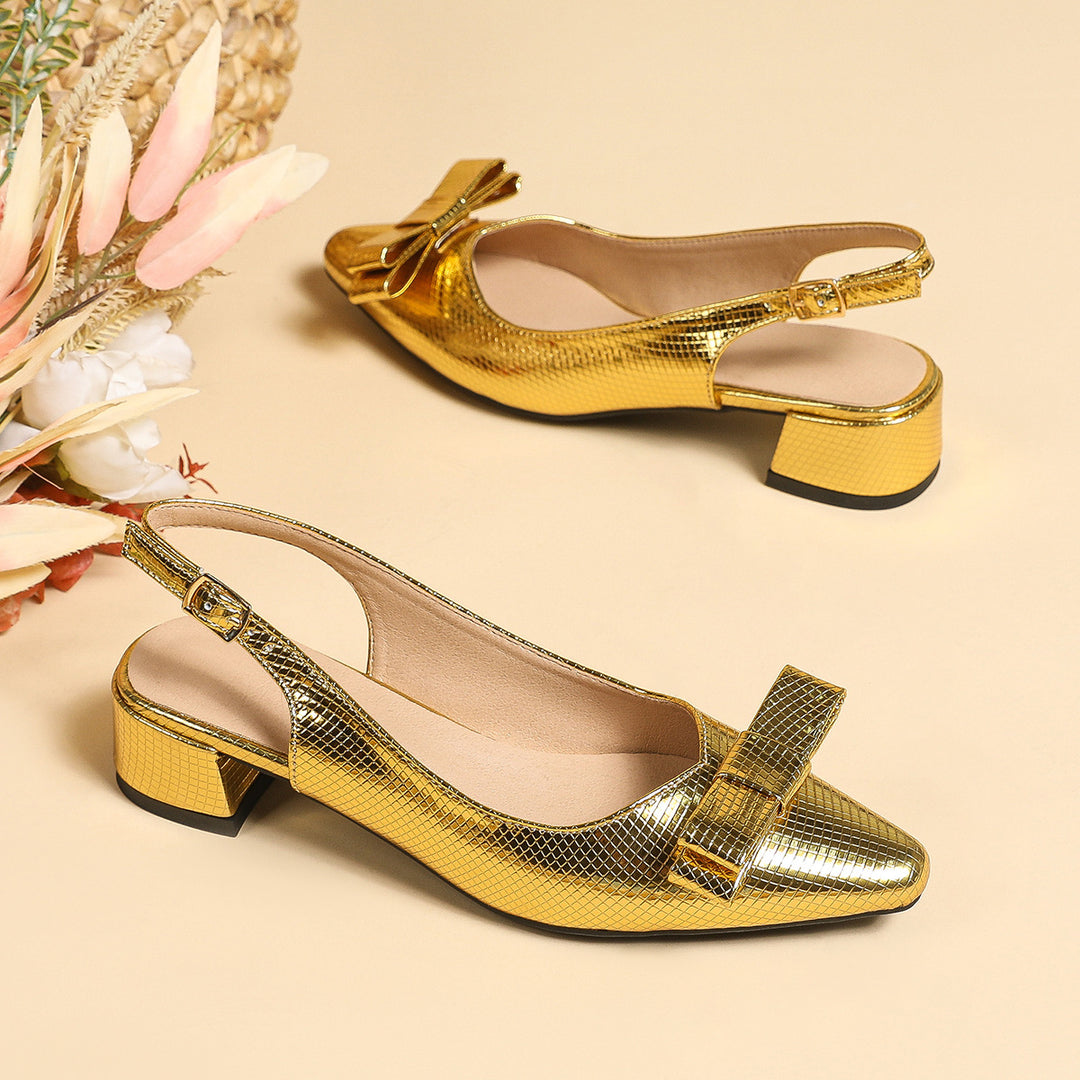 Dame Slingback Pumps med glitrende glans og rem Stilla