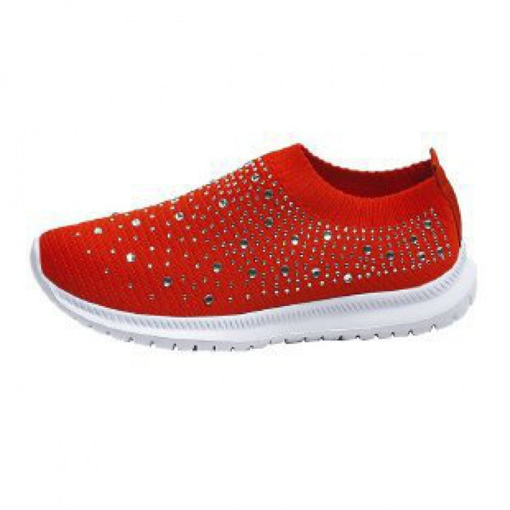 Dame Sneakers med glitrende accenter og elastisk strikket overmateriale Stilla