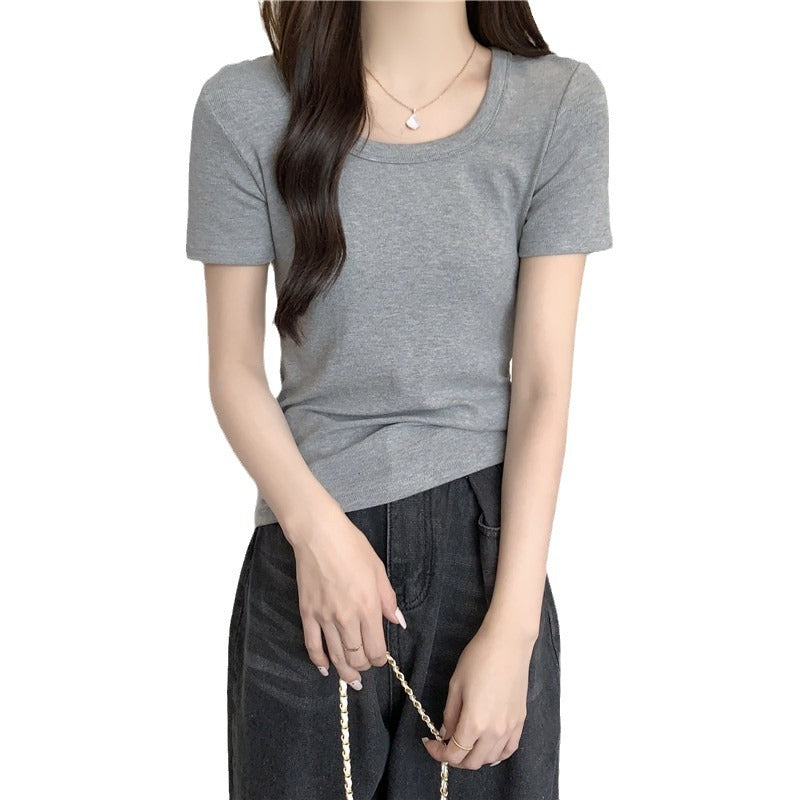 Femme Korte Ærmer-Ribb Top Casual Stilla
