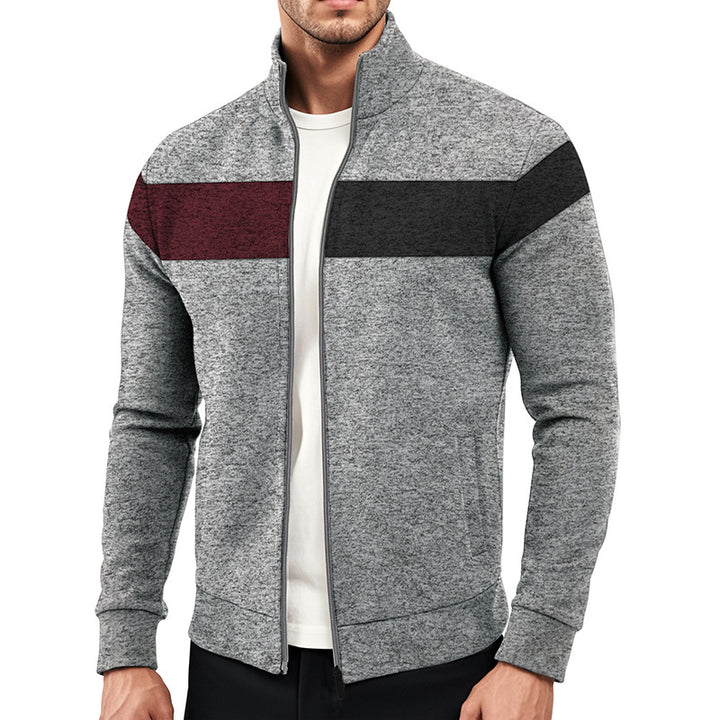 Herren sporty Zip-jakke med moderne farvekontakter og høj krave Stilla