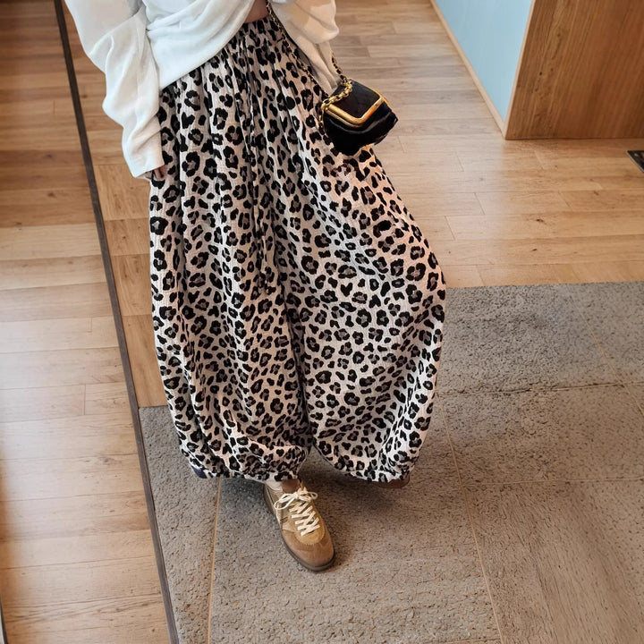 Dame Løst skåret leopardprint nederdel med elastisk talje Skovae