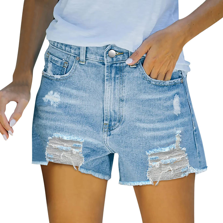 Dame Rippet Denim-Shorts med afslappet kant og frynsede detaljer Stilla
