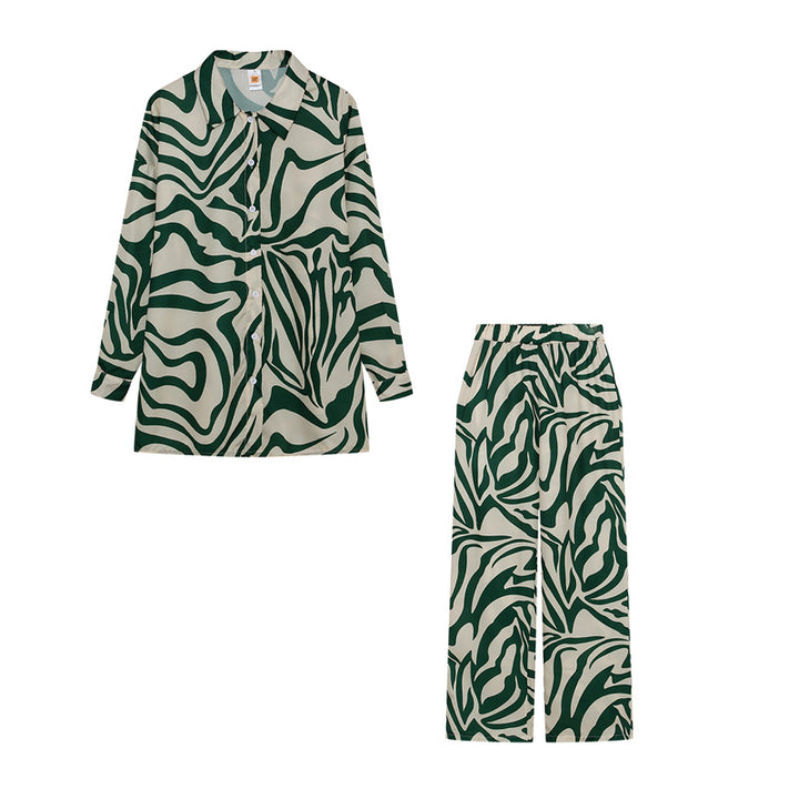 Femme Stilfuld Trykt Pyjamas-Sæt Stilla