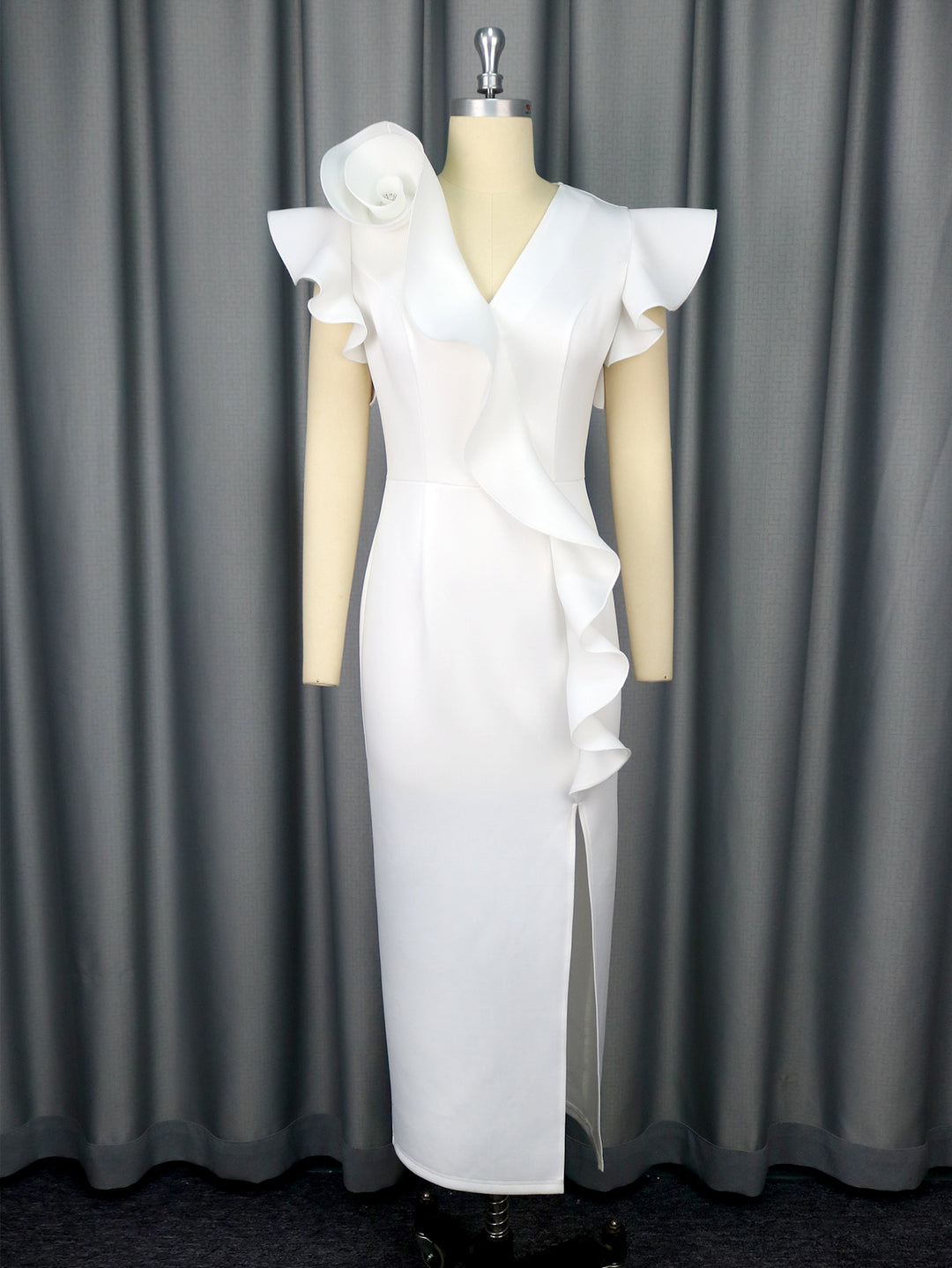 Dame elegant kjole med asymmetrisk ruffles detalje Skovae