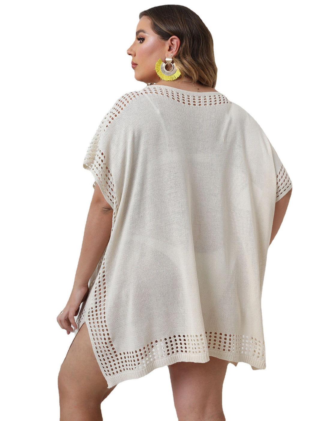 Dame Åndbar Hækle Strand-Poncho TunikaStilla