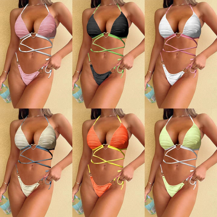 Dame triangel-bikini med raffineret kædedetalje og justerbare stropper Stilla