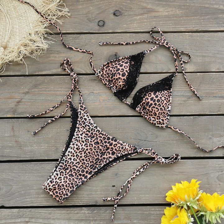 Dame bikini-sæt med modigt leopardmønster og justerbare stropper Stilla